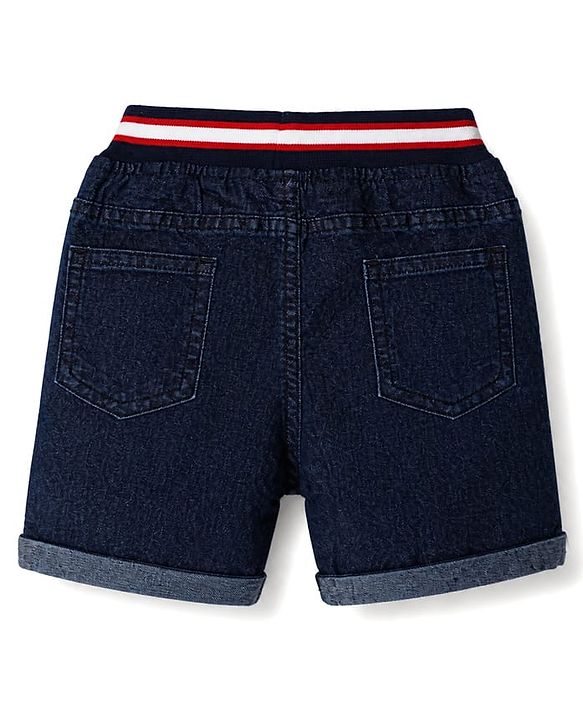 Babyhug Cotton Mix Comfort Fit Washed Denim Short With Stretch In Royal Blue