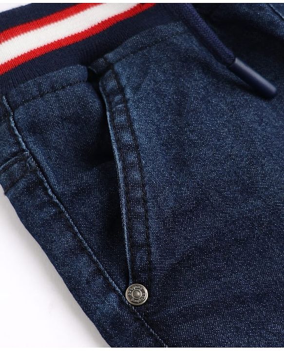 Babyhug Cotton Mix Comfort Fit Washed Denim Short With Stretch In Royal Blue