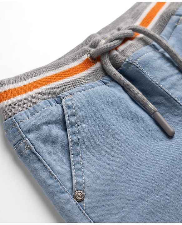 Babyhug Cotton Mix Comfort Fit Washed Denim Short With Stretch In Royal Blue