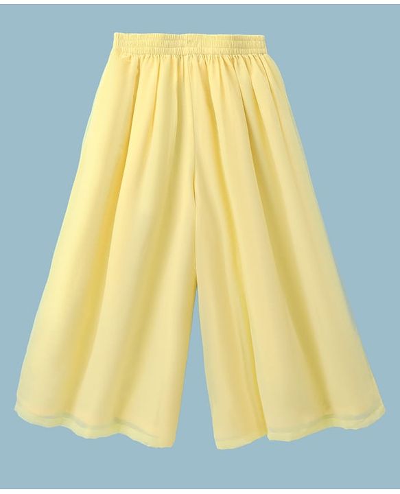 Pine Kids Woven Indo Western Set with Full Sleeves and Floral Pattern Embroidery in Yellow for 4-5 Years