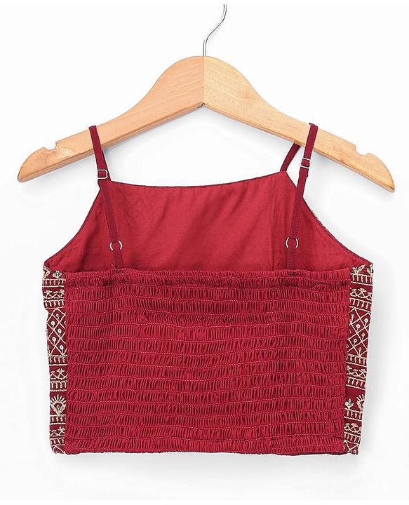 Pine Kids Georgette Woven Indo Western Sets With Floral Embroidery - Maroon
