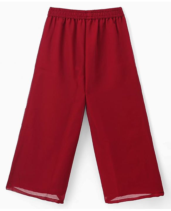 Pine Kids Georgette Woven Indo Western Sets With Floral Embroidery - Maroon