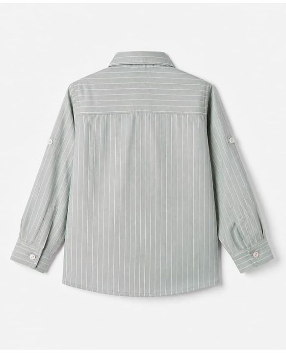 Babyhug 100% Cotton Woven Full Sleeves Striped Shirt - Grey