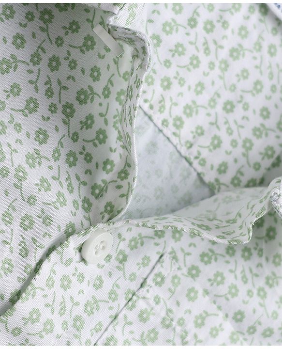 Babyhug 100% Cotton Woven Shirt with Half Sleeves and Floral Print - Sea Green