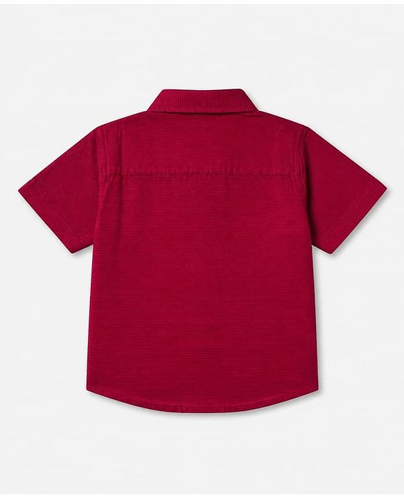 Babyhug 100% Cotton Woven Solid Shirt with Half Sleeves & Regular Fit in Red