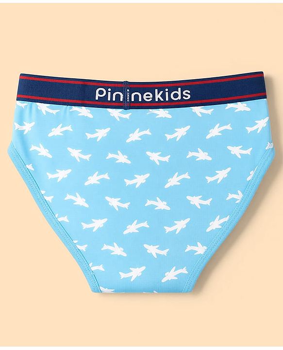 Pine Kids Cotton Elastane Knit Briefs With Shark & Stripe Print Pack of 3 - Black, Navy & Light Blue
