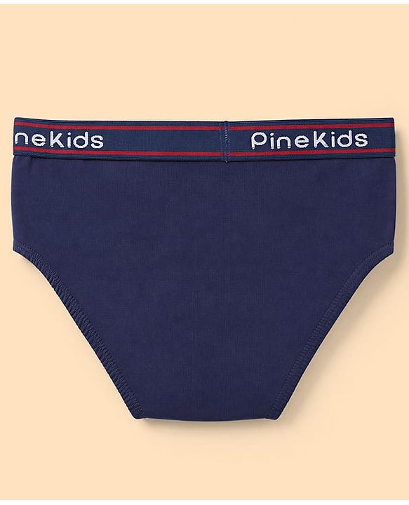 Pine Kids Cotton Elastane Knit Briefs With Shark & Stripe Print Pack of 3 - Black, Navy & Light Blue
