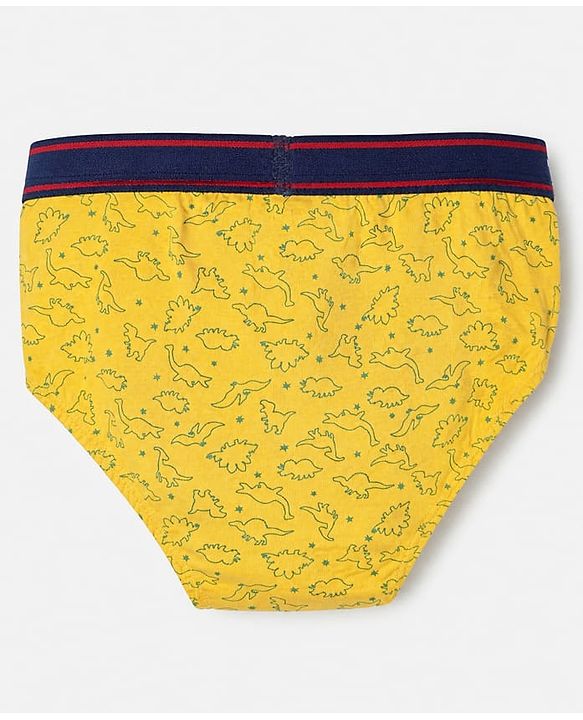 Pine Kids Cotton Elastane Knit Briefs with Dinosaur Print Pack of 3 - Mustard Red & Green