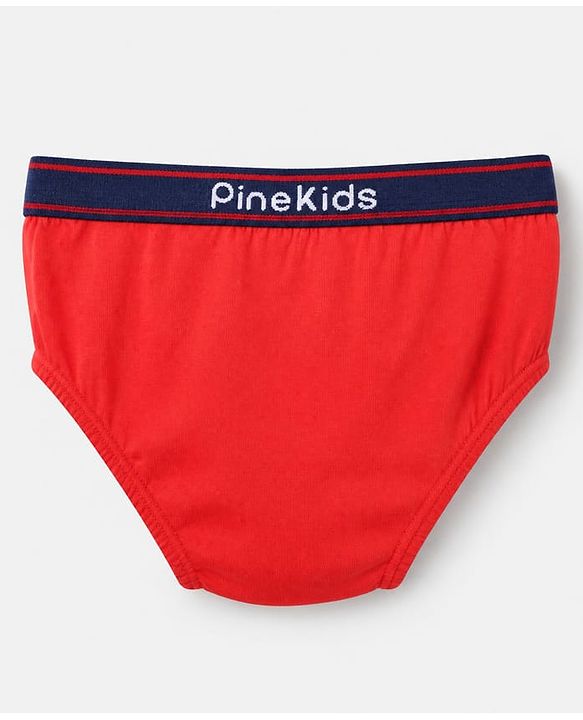 Pine Kids Cotton Elastane Knit Briefs with Dinosaur Print Pack of 3 - Mustard Red & Green