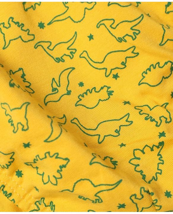 Pine Kids Cotton Elastane Knit Briefs with Dinosaur Print Pack of 3 - Mustard Red & Green