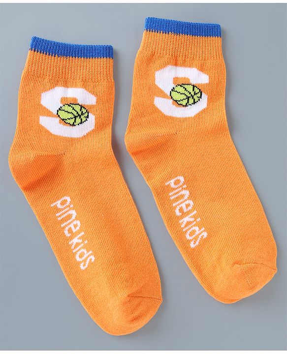 Pine Kids Cotton Mix Knit Ankle Length Socks With Brand Logo Print Set of 5 - Blue, White & Black