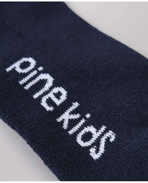 Pine Kids Cotton Mix Knit Ankle Length Socks With Brand Logo Print Set of 3 - Orange, White & Black