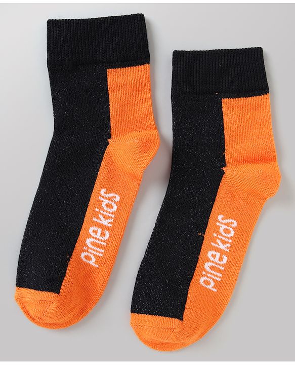 Pine Kids Cotton Mix Knit Ankle Length Socks With Brand Logo Print Set of 5 - Blue, White & Black