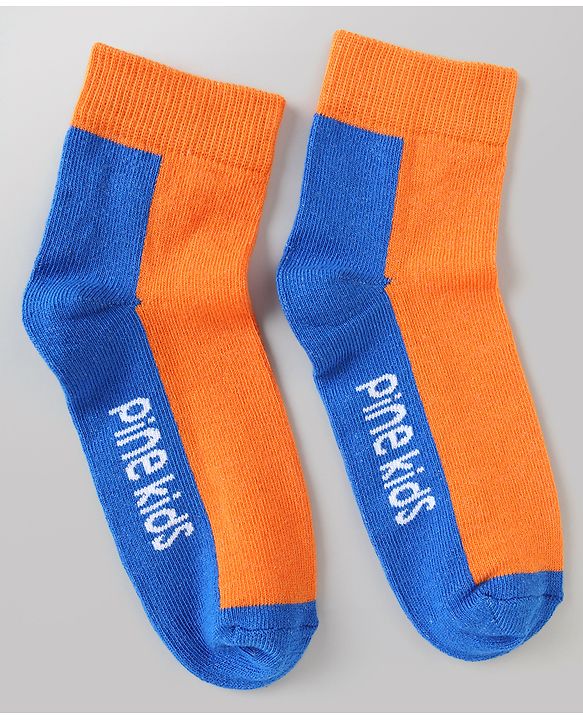 Pine Kids Cotton Mix Knit Ankle Length Socks With Brand Logo Print Set of 5 - Blue, White & Black
