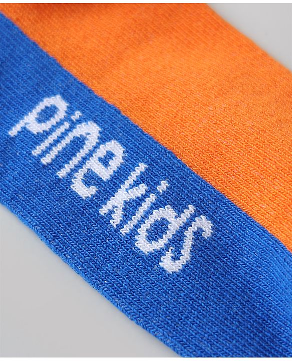 Pine Kids Cotton Mix Knit Ankle Length Socks With Brand Logo Print Set of 5 - Blue, White & Black