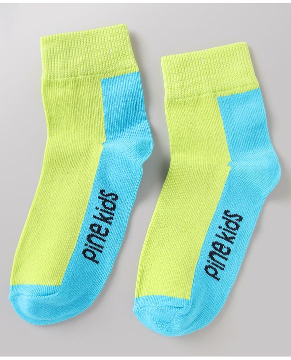 Pine Kids Cotton Mix Knit Ankle Length Socks With Brand Logo Print Set of 5 - Blue, White & Black