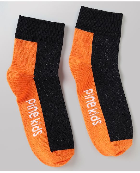Pine Kids Cotton Mix Knit Ankle Length Socks With Brand Logo Print Set of 5 - Blue, White & Black