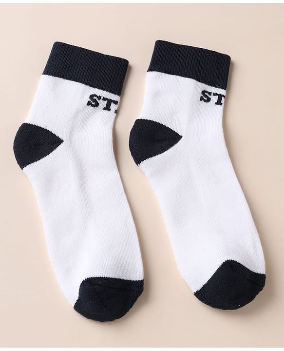 Pine Kids Cotton Blend Knit Ankle Length Striped Socks Pack of 3 - White Black