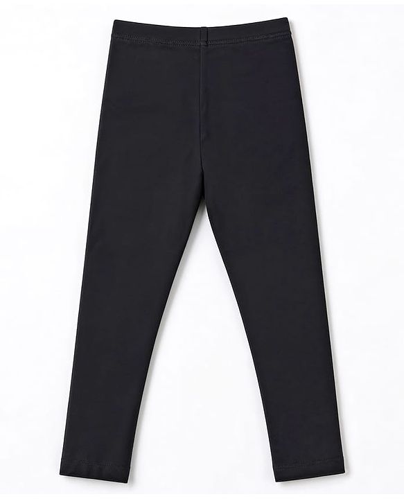 Babyhug Cotton Elastane Knit Full Length Solid Leggings - Black