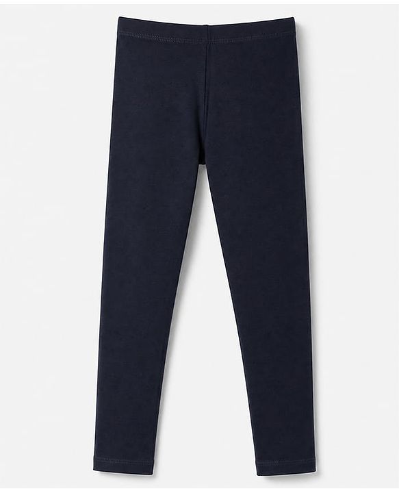 Babyhug Cotton Elastane Knit Full Length Solid Leggings - Navy