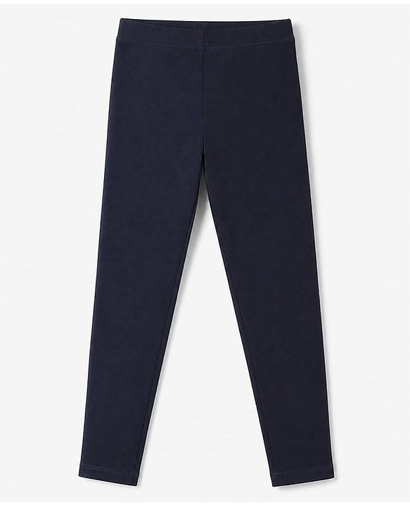 Babyhug Cotton Elastane Knit Full Length Solid Leggings - Navy