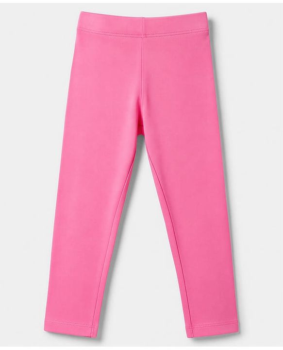 Babyhug Cotton Elastane Knit Full Length Solid Leggings - Fuchsia