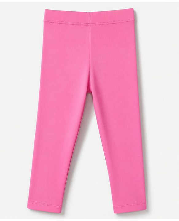 Babyhug Cotton Elastane Knit Full Length Solid Leggings - Fuchsia