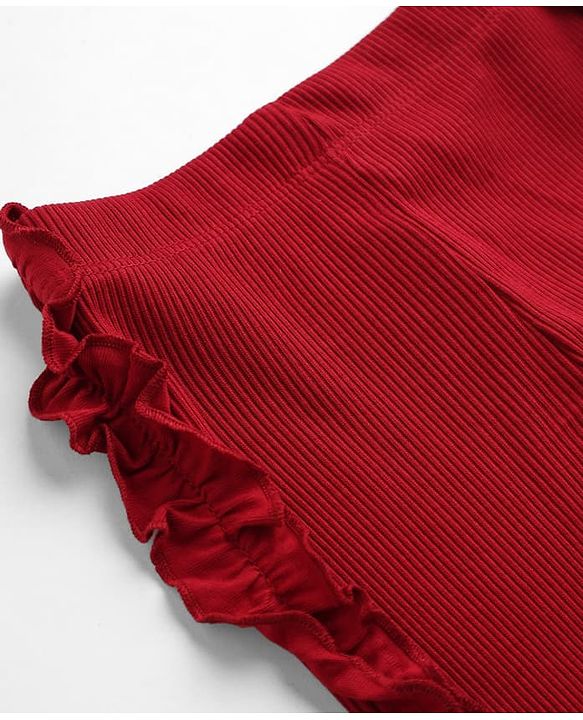 Babyhug Cotton Knit Leggings with Full Length and Slim Fit in Maroon for 12-18 Months
