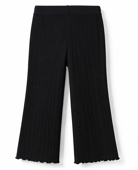 Babyhug Cotton Elastane Knit Solid Full Length Leggings -Black