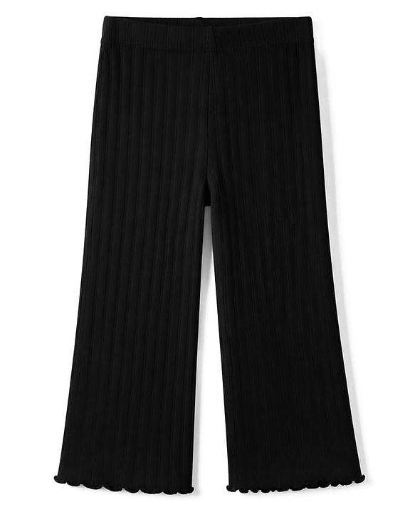 Babyhug Cotton Elastane Knit Solid Full Length Leggings -Black