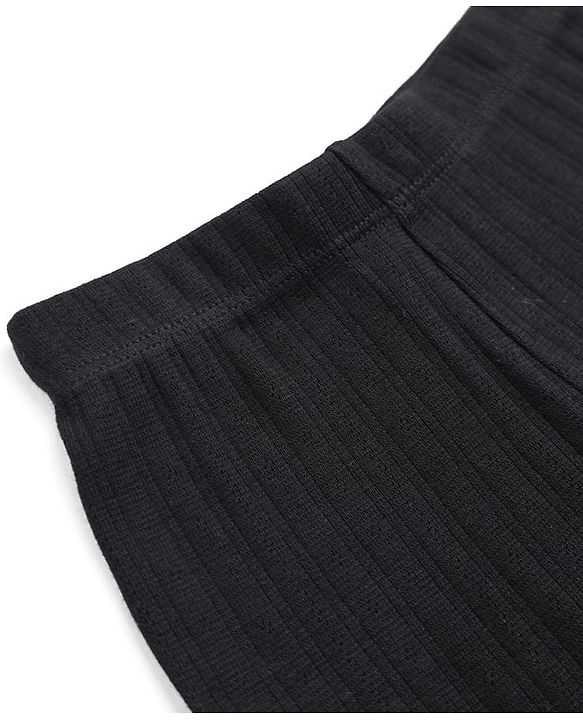 Babyhug Cotton Elastane Knit Solid Full Length Leggings -Black