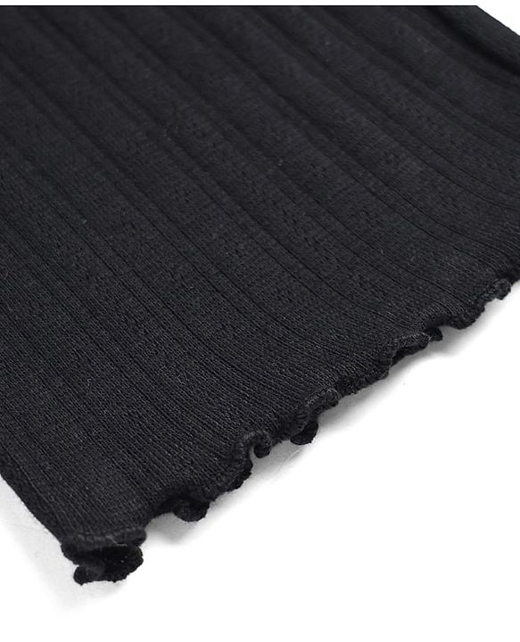 Babyhug Cotton Elastane Knit Solid Full Length Leggings -Black