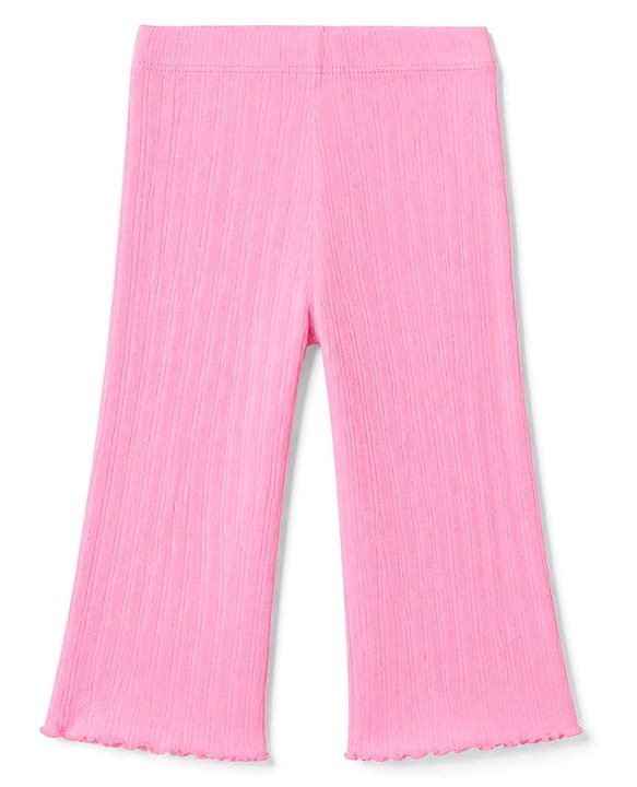 Babyhug Cotton Elastane Knit Full Length Solid Leggings - Pink