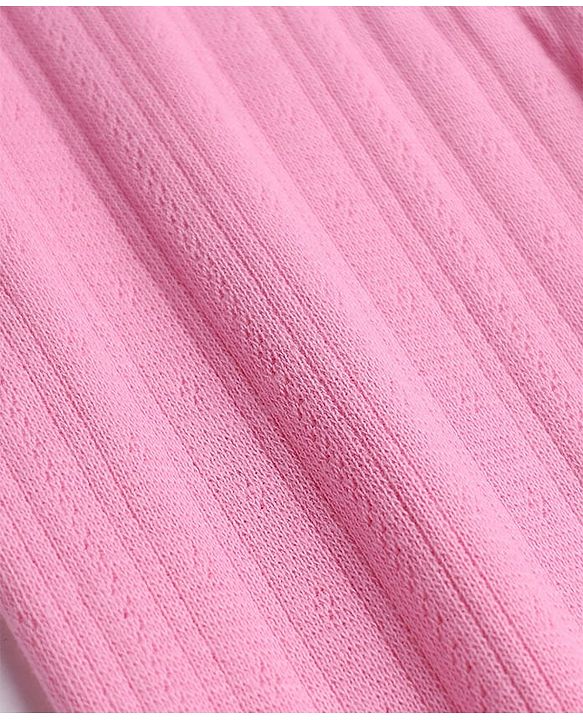 Babyhug Cotton Elastane Knit Full Length Solid Leggings - Pink