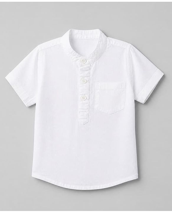 Babyhug Cotton Woven Half Sleeves Solid Shirt & Shorts Set - White