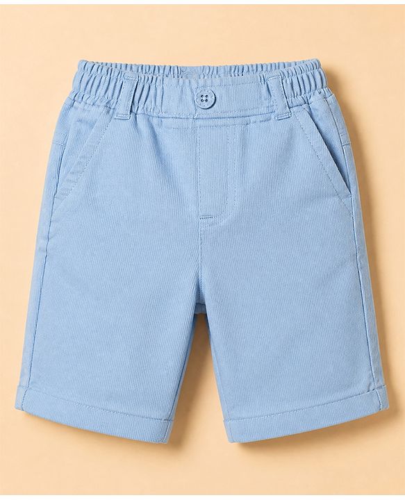 Babyhug Cotton Woven Half Sleeves Shirt and Shorts Set with Floral Print in Light Blue