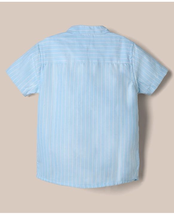 Babyhug Woven Half Sleeves Shirt and Shorts Set With Striped Print - Blue & White