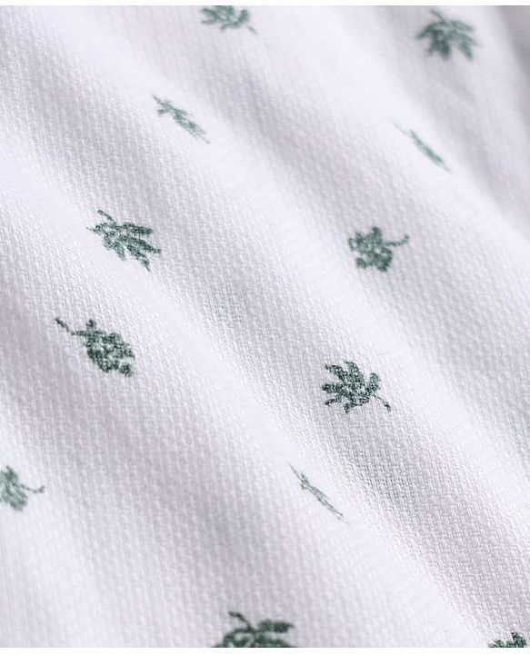 Babyhug Cotton Woven Half Sleeves Shirt and Shorts Set With Leaf Print - White
