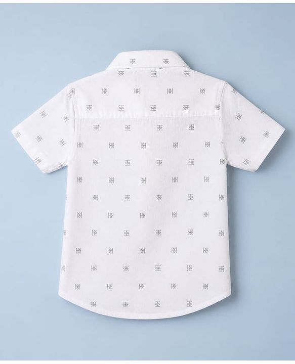 Babyhug Cotton Woven Half Sleeves Printed Shirt and Shorts Set - White