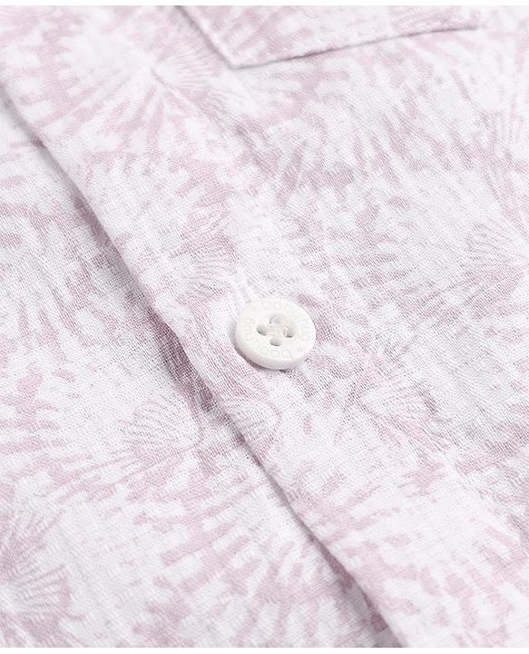 Babyhug Cotton Woven Half Sleeves Shirt and Shorts Set with Leaves Print in White