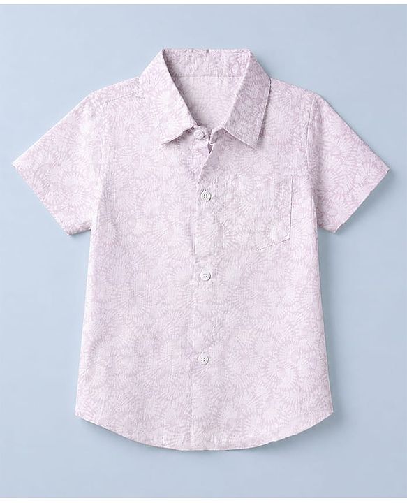 Babyhug Cotton Woven Half Sleeves Shirt and Shorts Set with Leaves Print in White