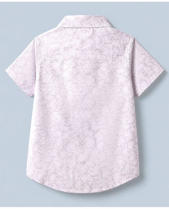 Babyhug Cotton Woven Half Sleeves Shirt and Shorts Set with Leaves Print in White
