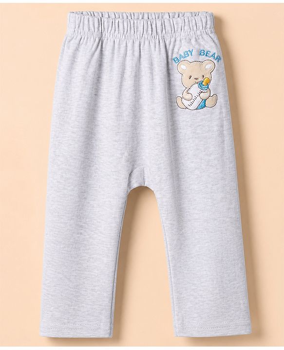 Babyhug Cotton Knit Full Length Diaper Leggings With Animal Print Pack of 3 - Blue Grey White