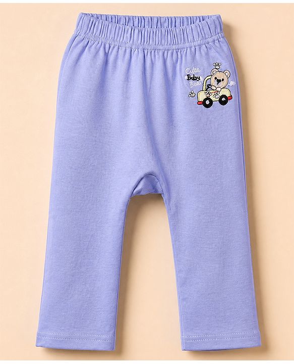 Babyhug Cotton Knit Full Length Diaper Leggings With Animal Print Pack of 3 - Blue Grey White