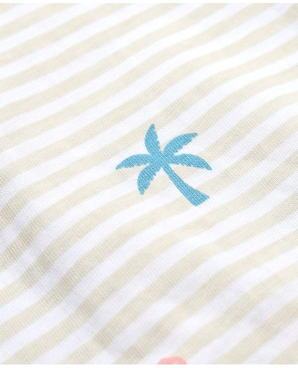Babyhug Cotton Knit Full Sleeeves Front Open Co Ords Shirt & Pyjama Night Suit With Nautical Theme Print - Brown