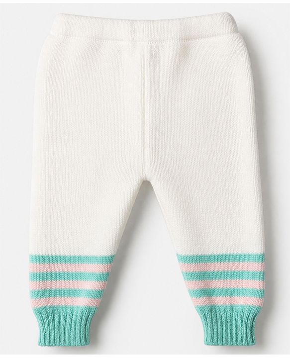 Babyhug Knit Full Sleeves Striped Sweater Set With Beanie & Color Block Design - Blue