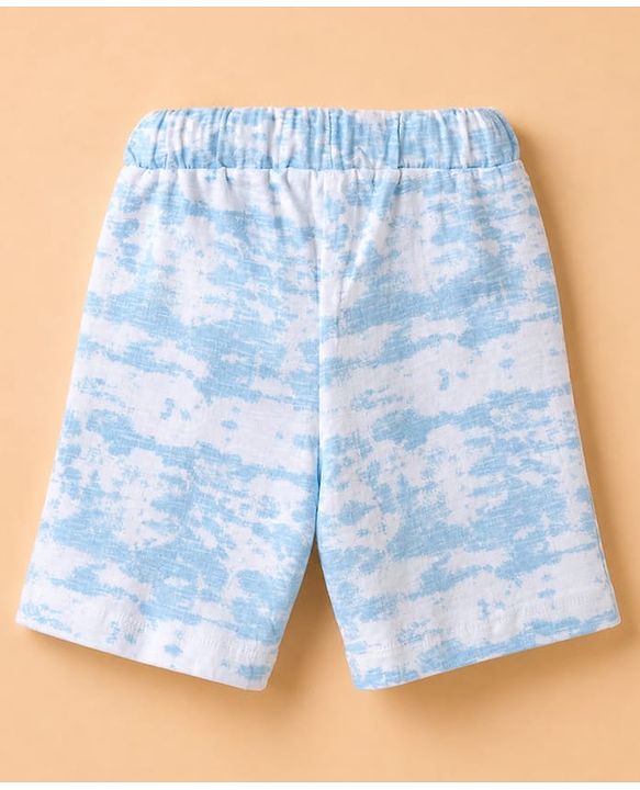 Babyhug Single Jersey Cotton Knit Half Sleeves Printed Shirt and Shorts Co-Ords Set - Light Blue