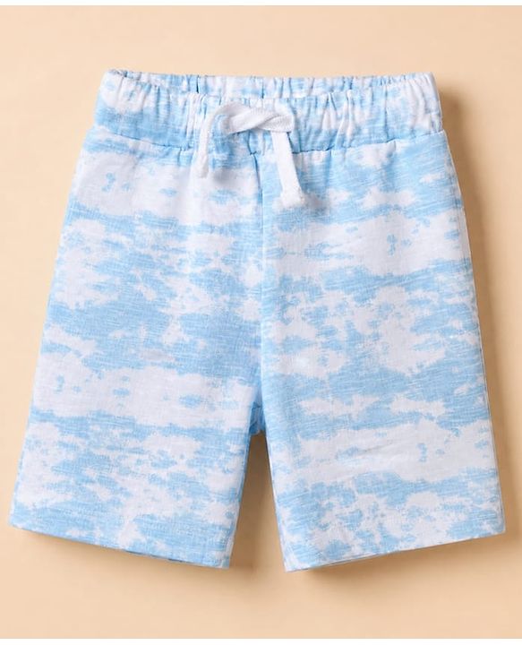 Babyhug Single Jersey Cotton Knit Half Sleeves Printed Shirt and Shorts Co-Ords Set - Light Blue