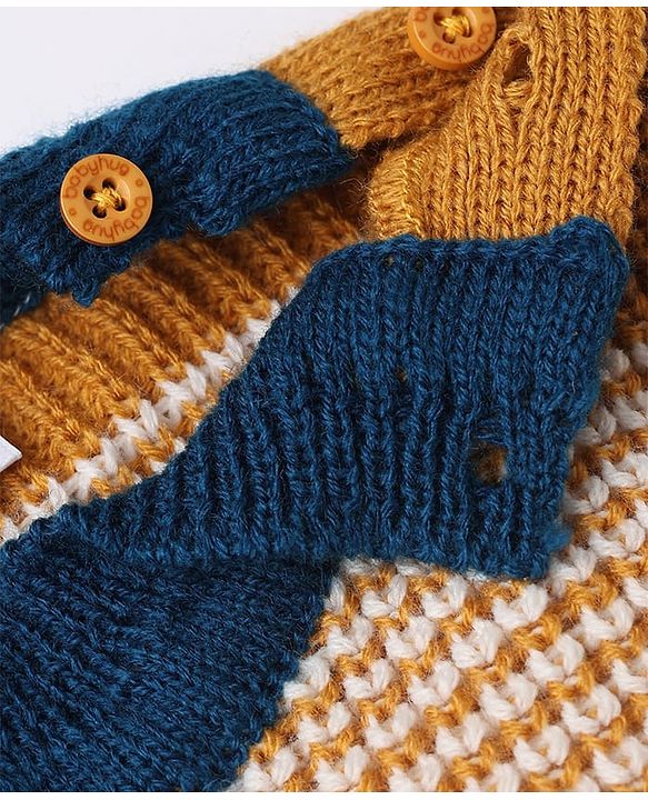 Babyhug Knit Sweater Set with Full Sleeves and Stripes Design in Royal Blue
