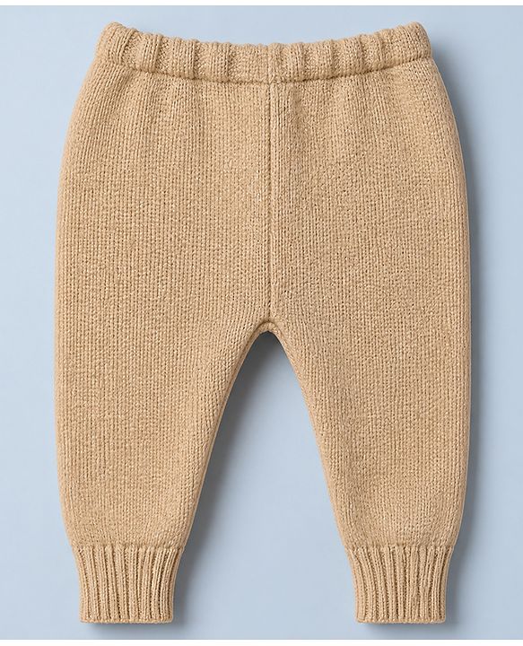 Babyhug Cable Knit Full Sleeves Sweater Set With Beanie Cap - Beige